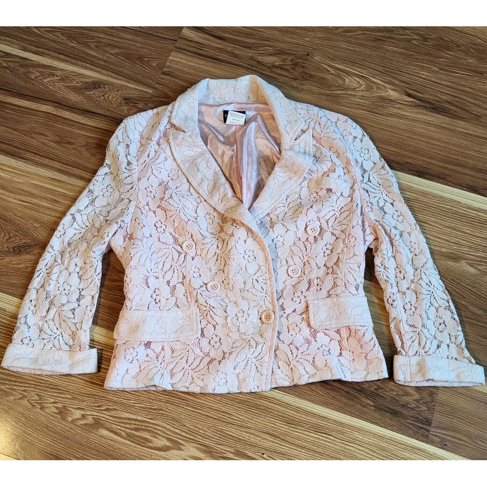 Deb Y2k Pink Lace Blazer Blouse‎ Size Medium Legally Blonde Coquette Cute Barbie